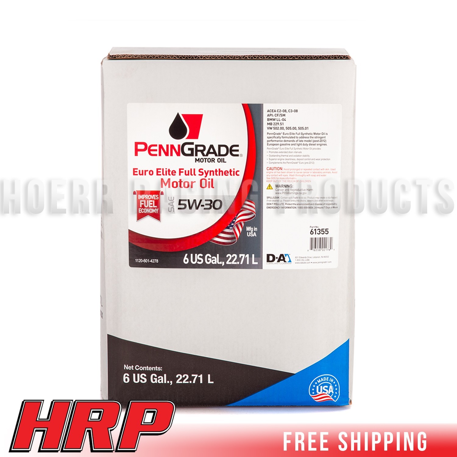 PENN GRADE 1 | 61355 | Euro Elite Full Synthetic Motor Oil SAE 5W-30 | 6 Gallon
