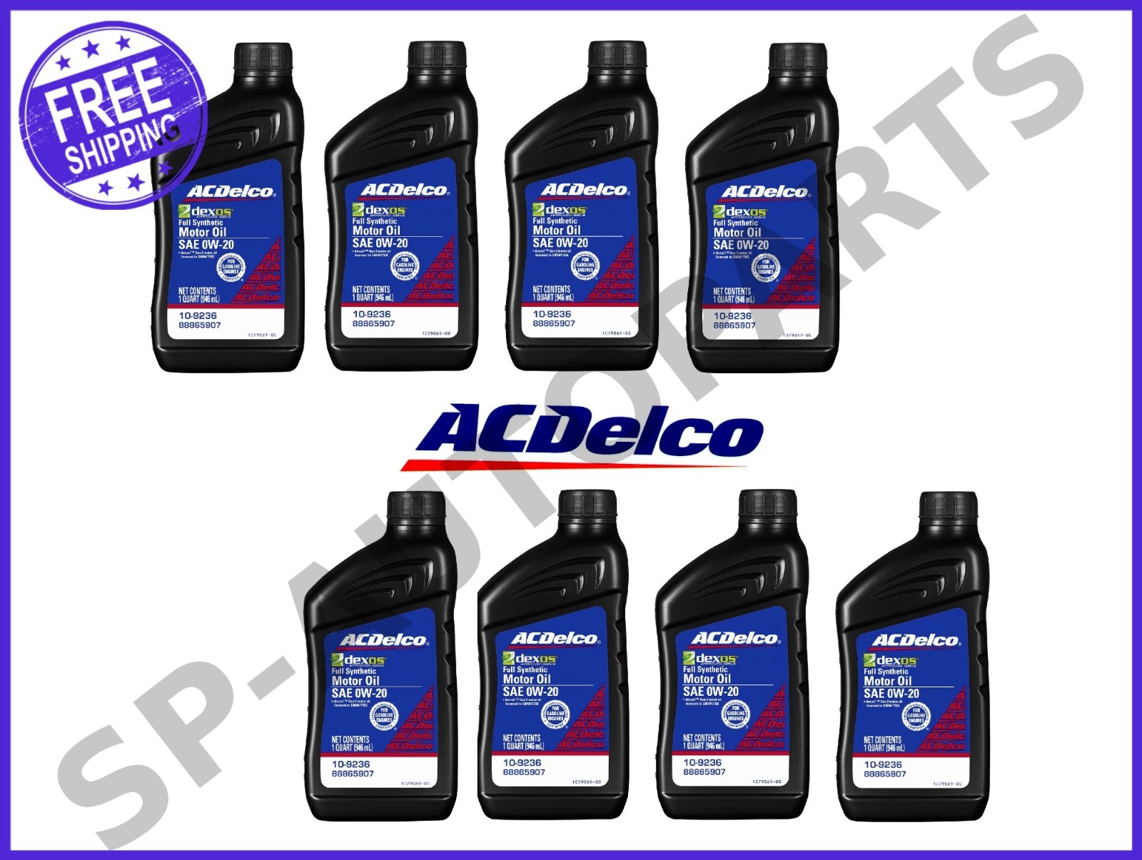 8 Quarts – ACDelco GM OE FULL SYNTHETIC SAE 0W-20 GEN 2 Dexos1 Motor Oil 10-9236