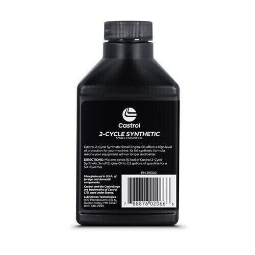 Castrol 215302 2-Cycle Full Synthetic Oil – With Fuel Stabilizer – 6.4oz