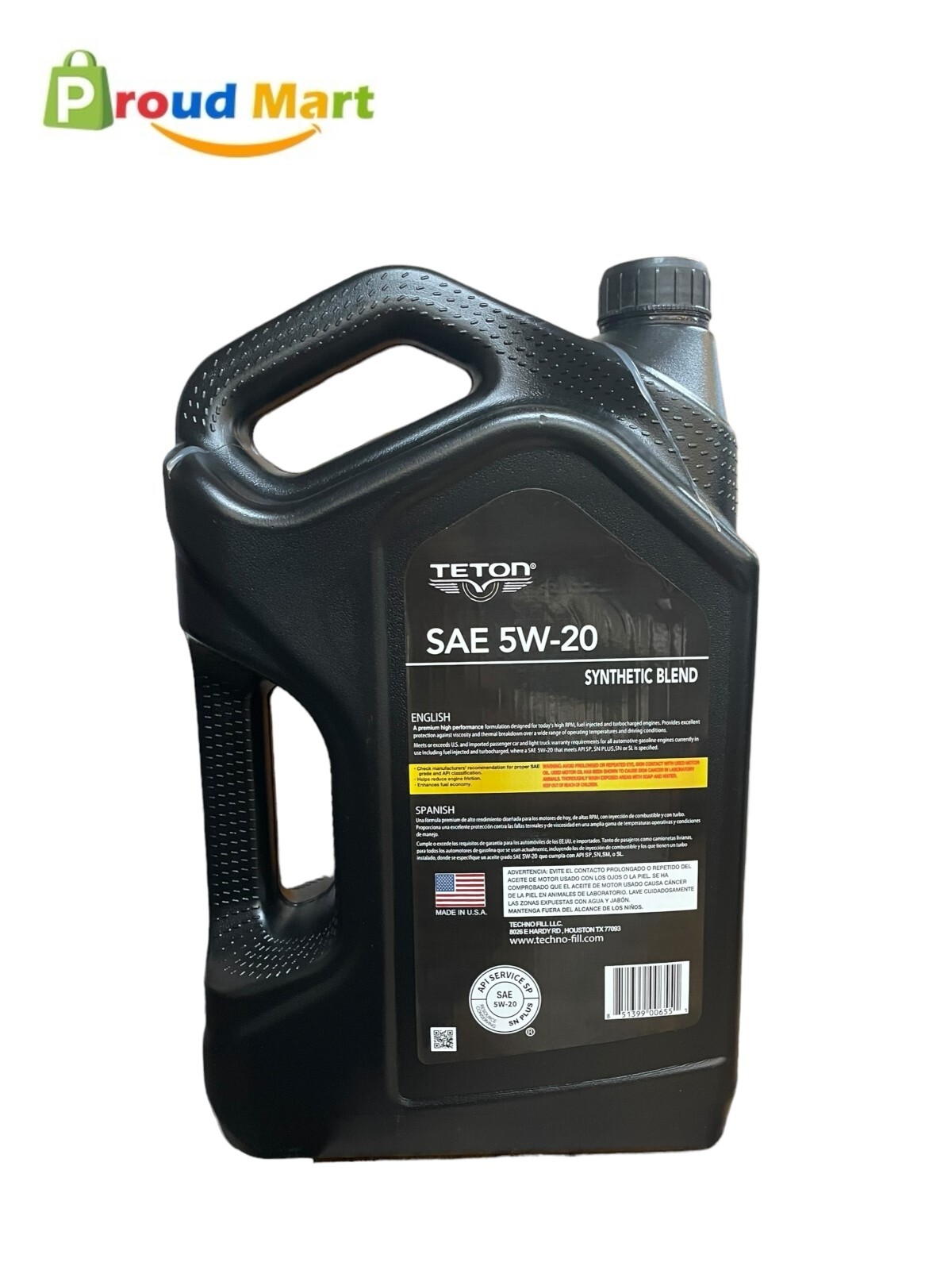 Lot of 2 Teton 5W-20 Synthetic Blend Advanced Motor Oil 5 Quarts Made in USA