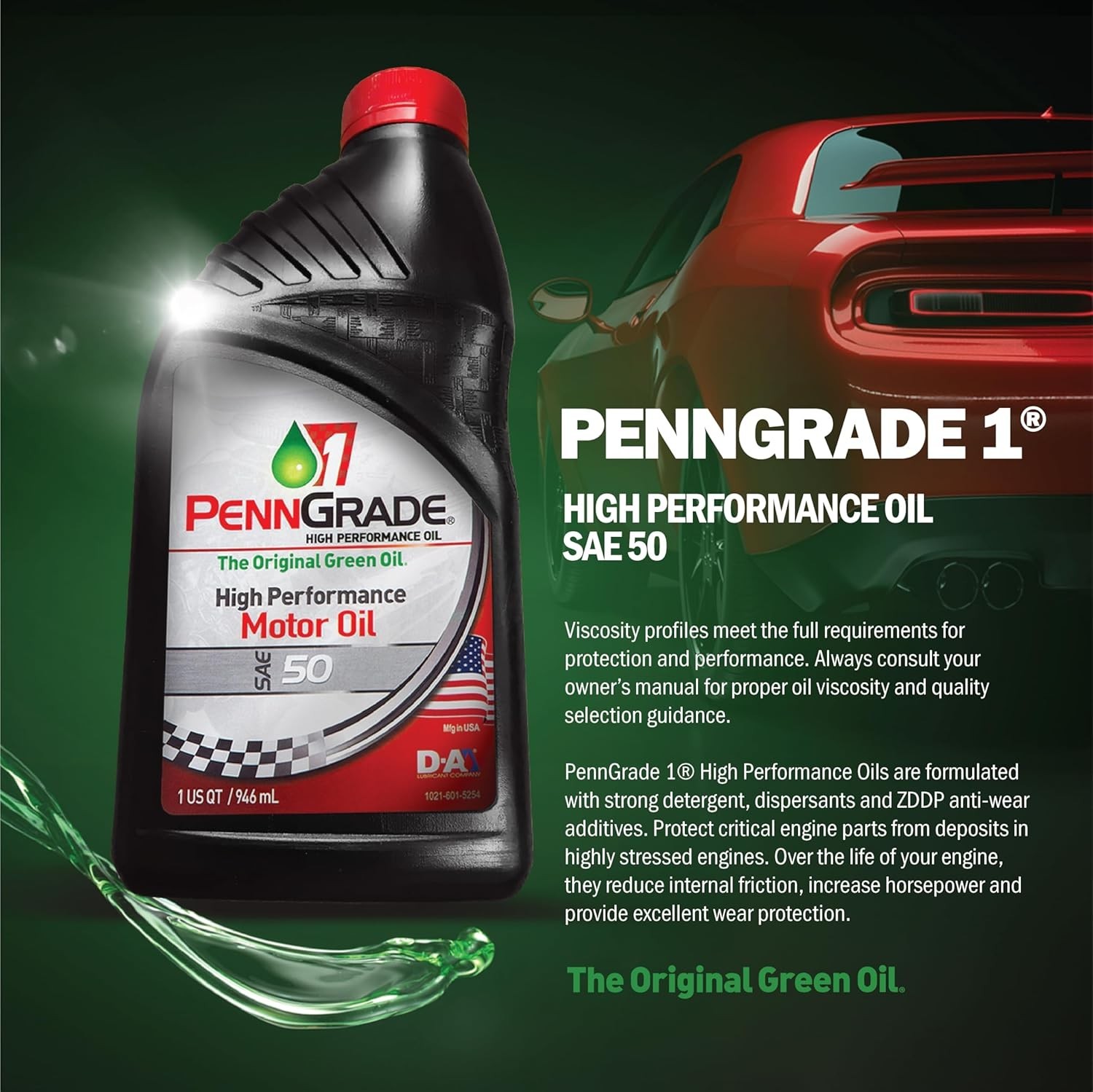 PENN GRADE 71156 Monograde High Performance Oil SAE 50 1 Quart Bottle (12 PACK)