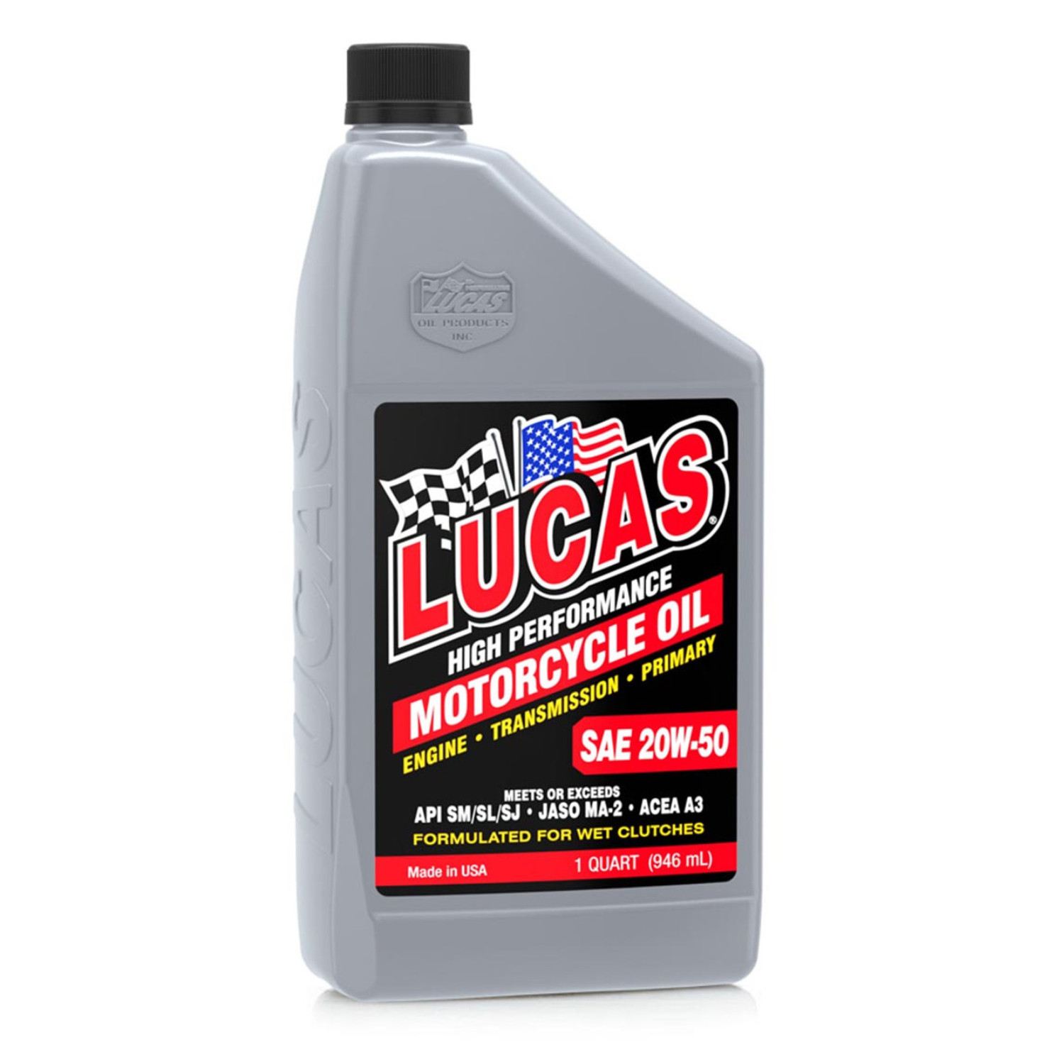 Lucas Oil 10700 SAE 20W-50 Primary Motorcycle Engine Oil for Wet Clutches 6 qts