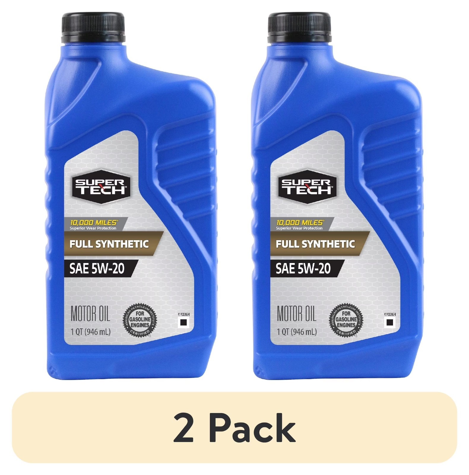 (2 pack) Super Tech Full Synthetic SAE 5W-20 Motor Oil, 1 Quart