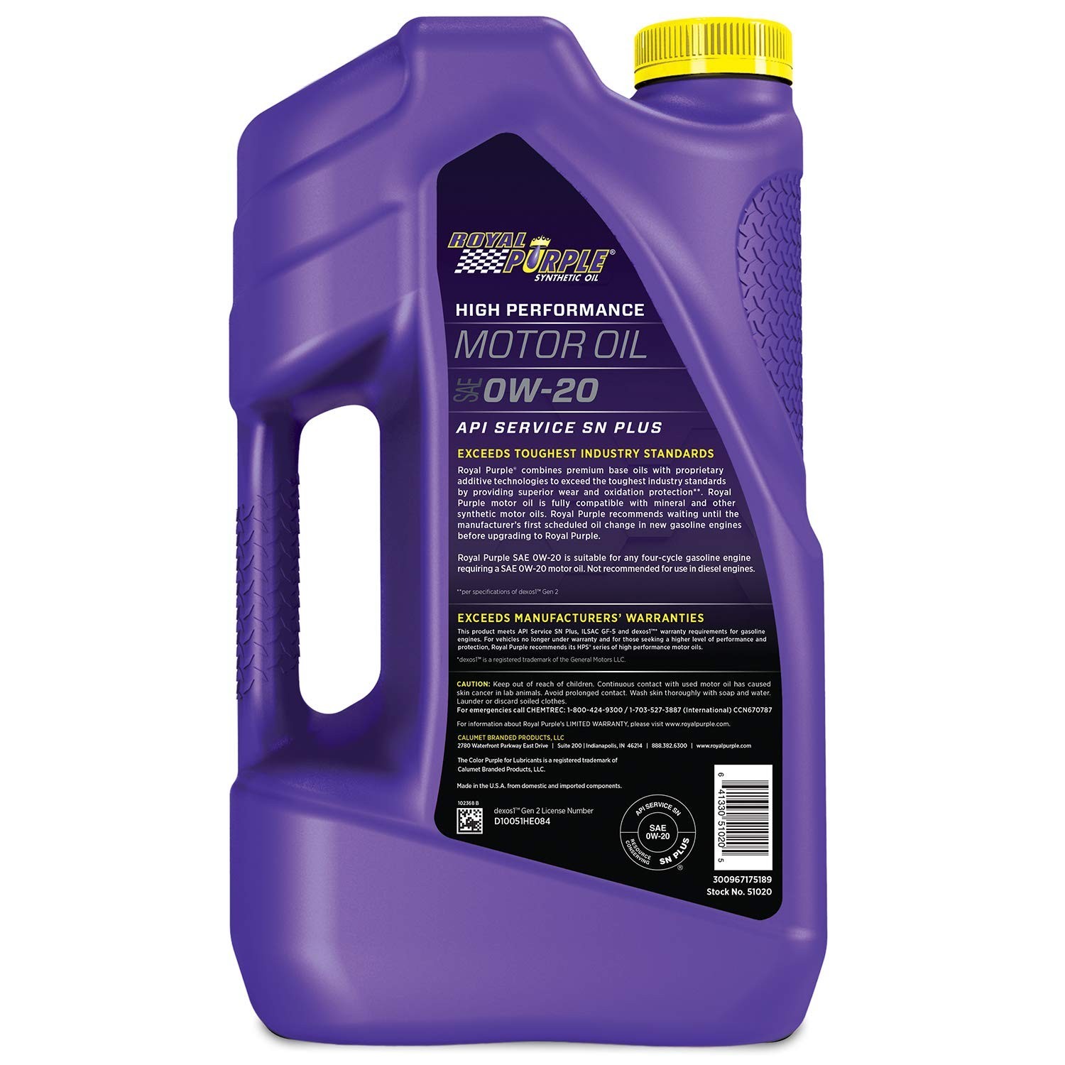 High Performance 0W-20 Synthetic Motor Oil – API-Licensed, 5 Quart, Engine Oil