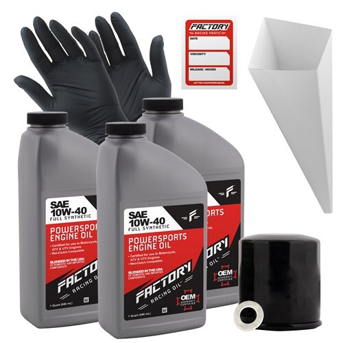 Factory Racing Parts 10W40 3 qt Oil Change Kit For Kawasaki EX400 KLE300 Z400