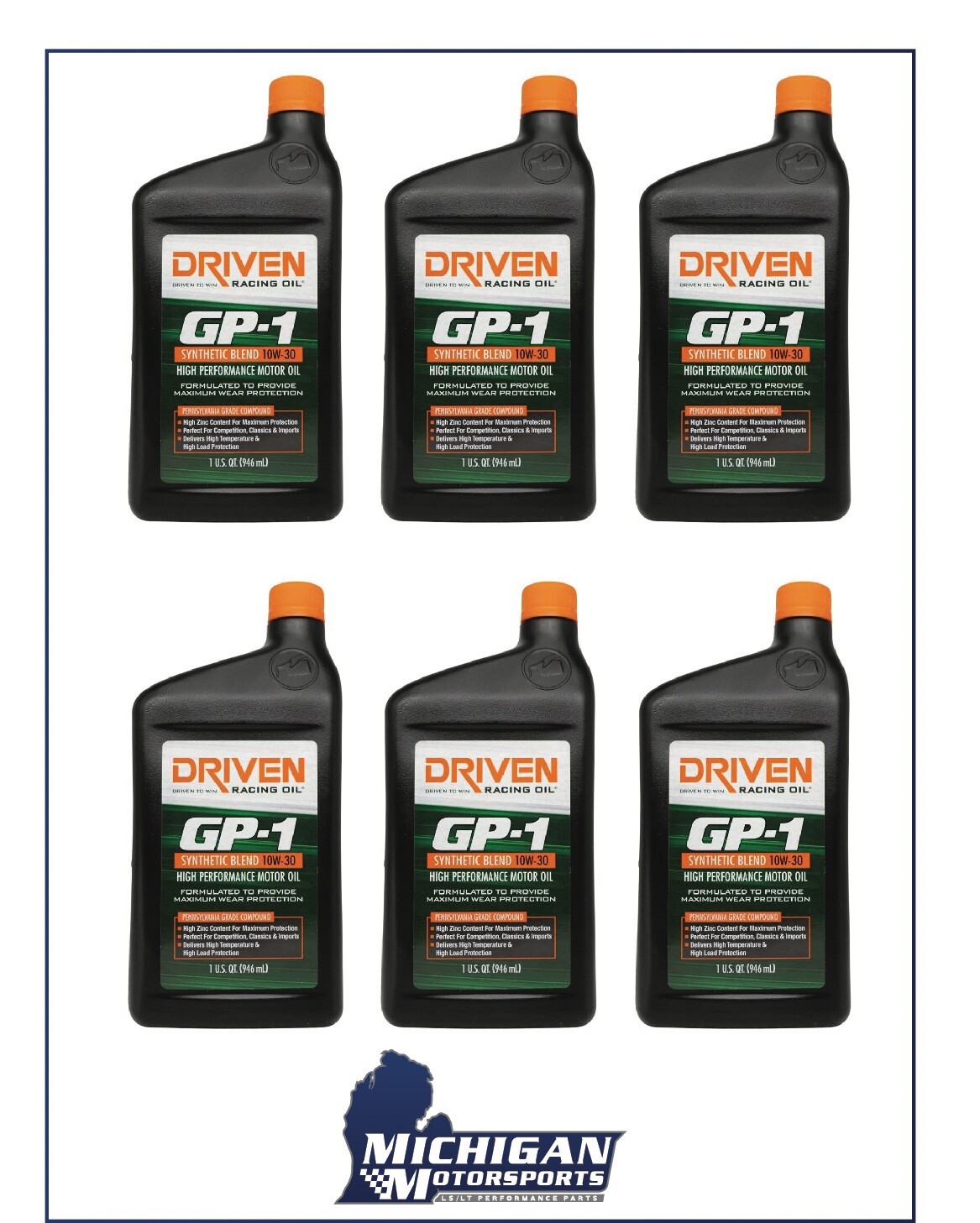 Driven GP-1 10W-30 Synthetic Blend High Performance Racing Oil 19306 – 6 Quarts