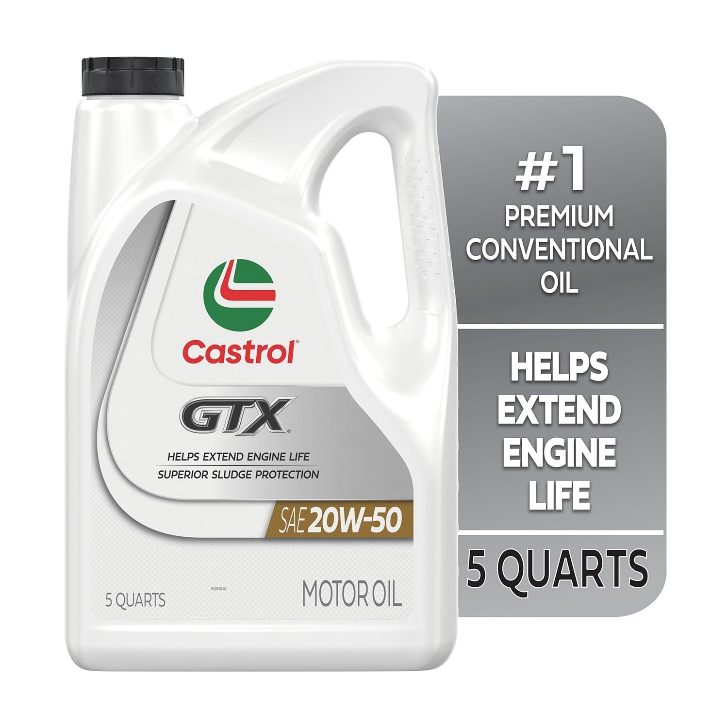 Castrol GTX 20W-50 Conventional Motor Oil, 5 Quarts 160 Fl Oz (Pack of 1)