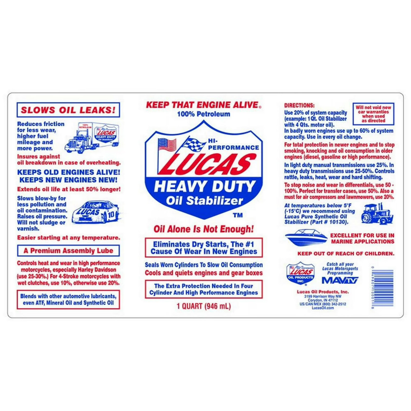 2 PACK Lucas Oil 10002 Heavy Duty Oil Stabilizer One Gallon Jug Automotive Addit