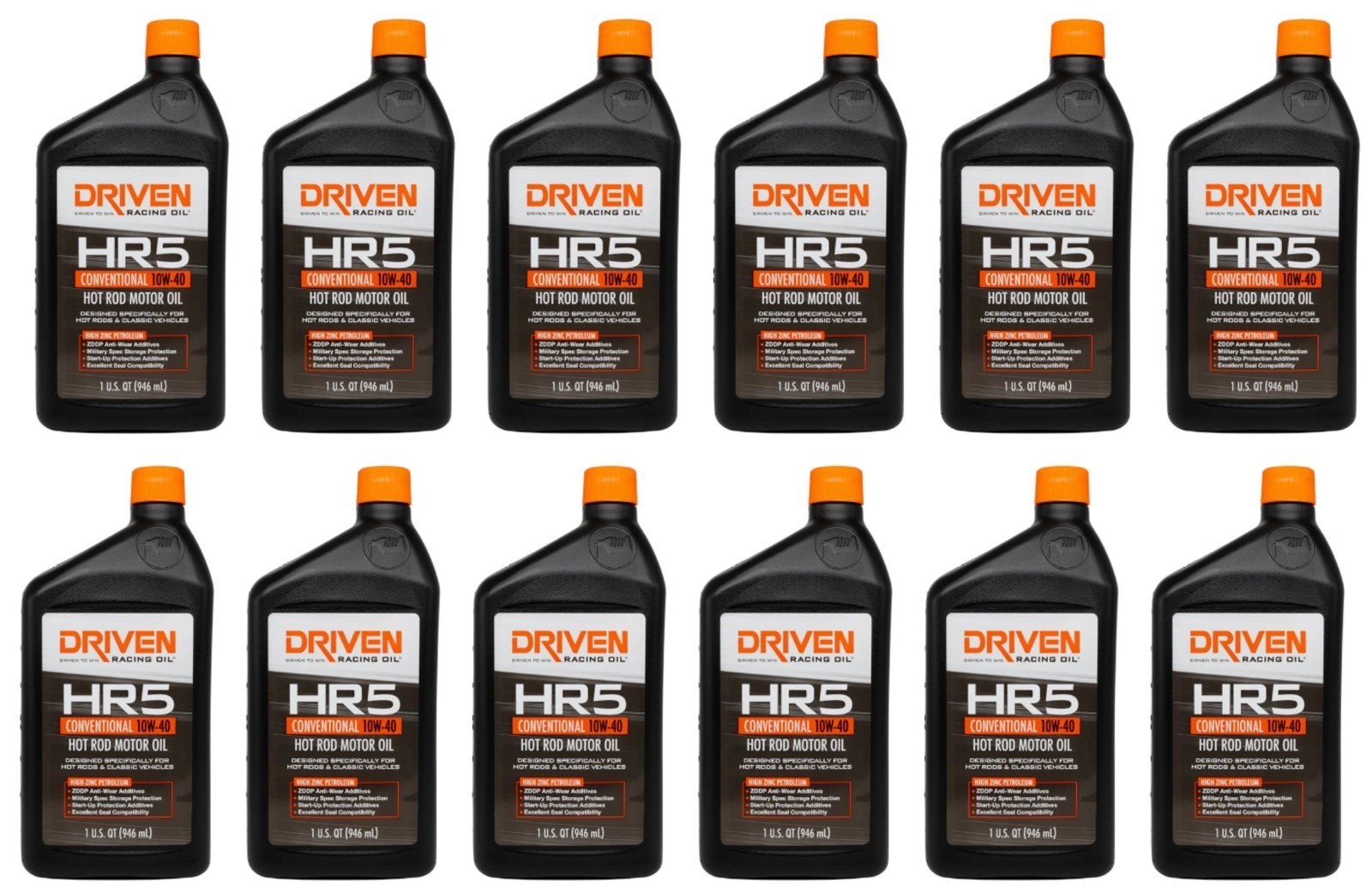 Driven Racing HR5 10W-40 Conventional Hot Rod Oil 1 Quart Set of 12 03806