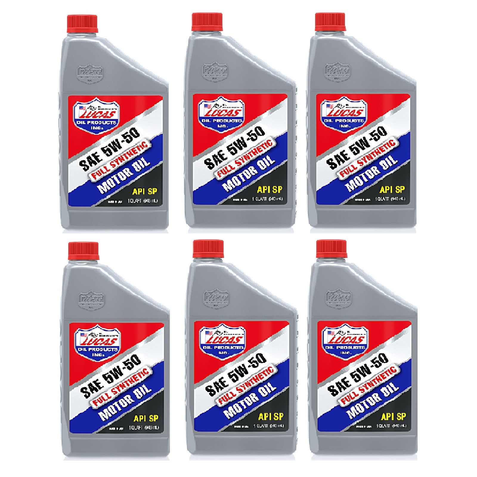 Lucas Oil Set of 6 High Mileage SAE 5W-50 Synthetic Motor Oil 1 Quart Bottles