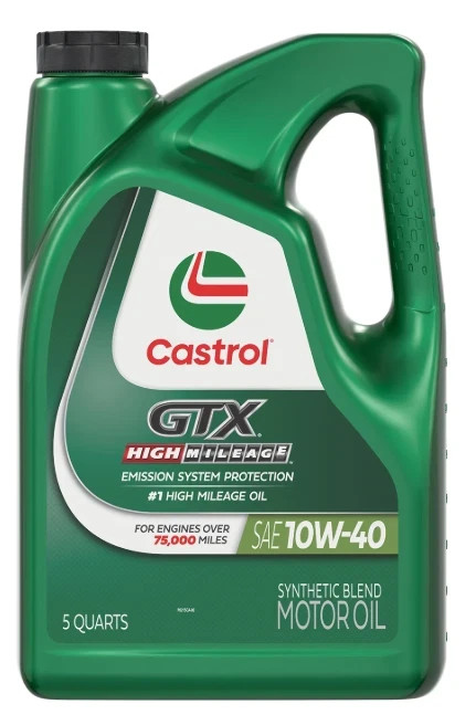 Castrol GTX High Mileage 10W-40 Synthetic Blend Motor Oil, 5 Quarts