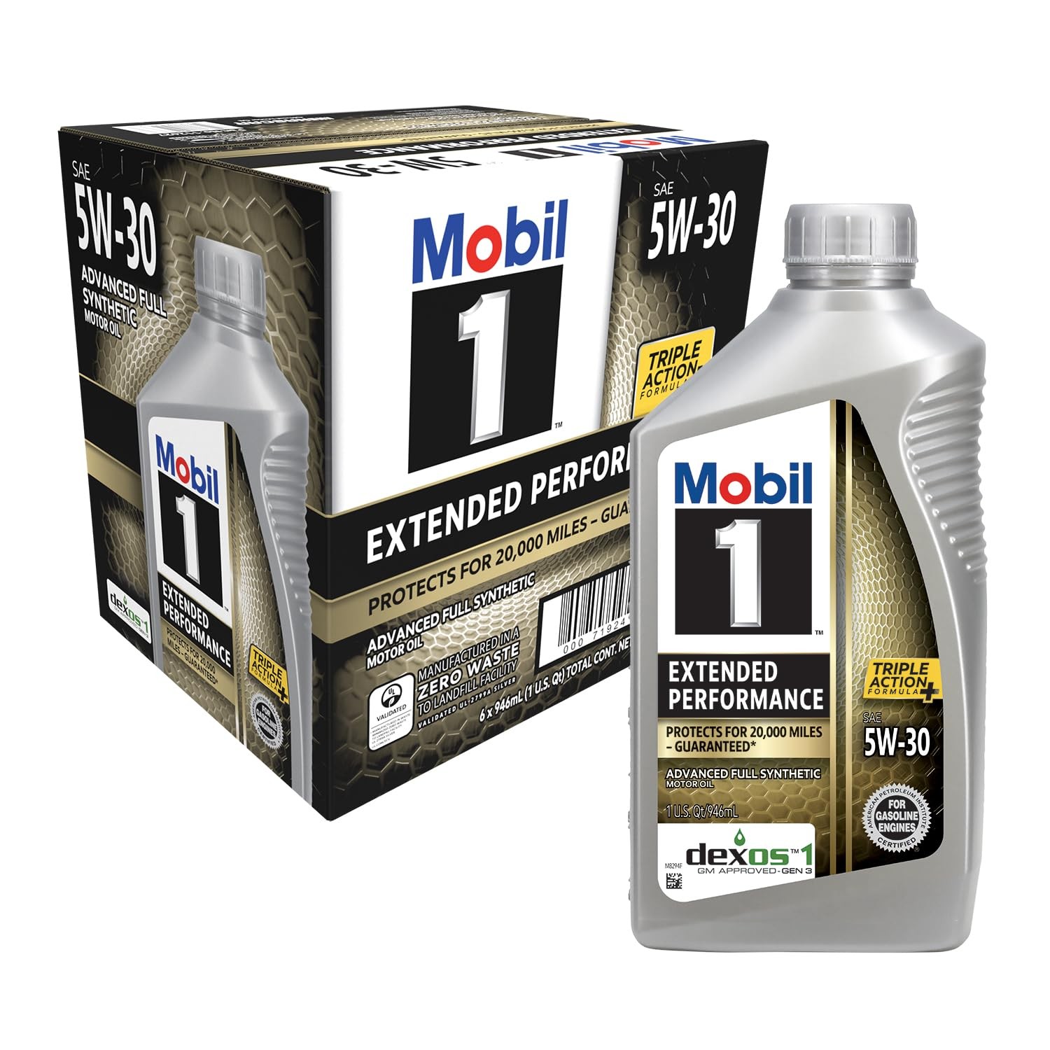 Mobil 1 Extended Performance Full Synthetic Motor Oil 1 Quart (6-pack), Gray