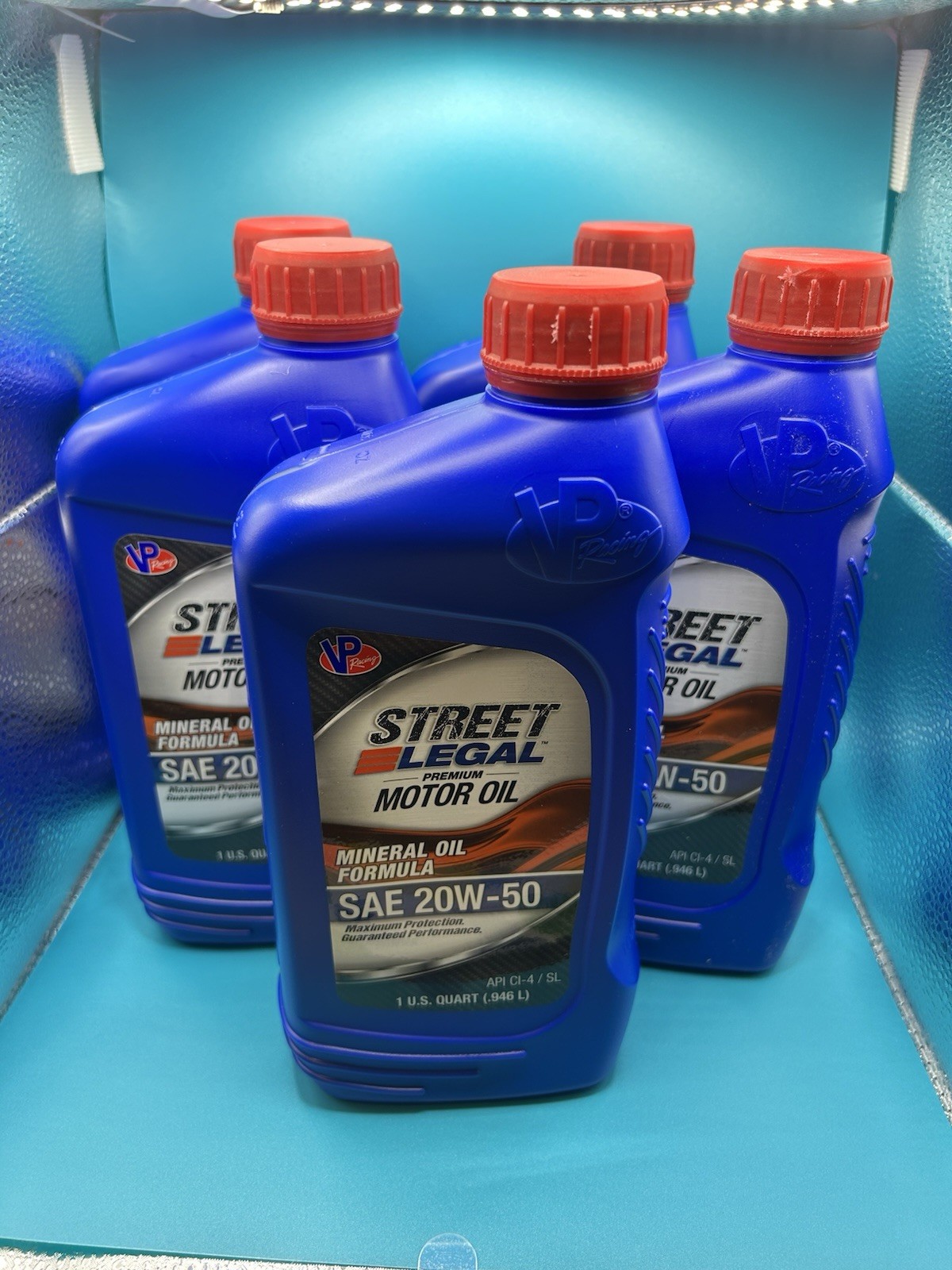 5 Quarts VP Racing Oil VP 20W50 HI-Performance Street Legal Mineral Syn-blend