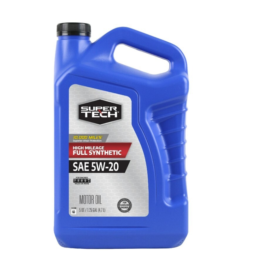 Super Tech High Mileage Full Synthetic SAE 5W-20 Motor Oil, 5 Quarts