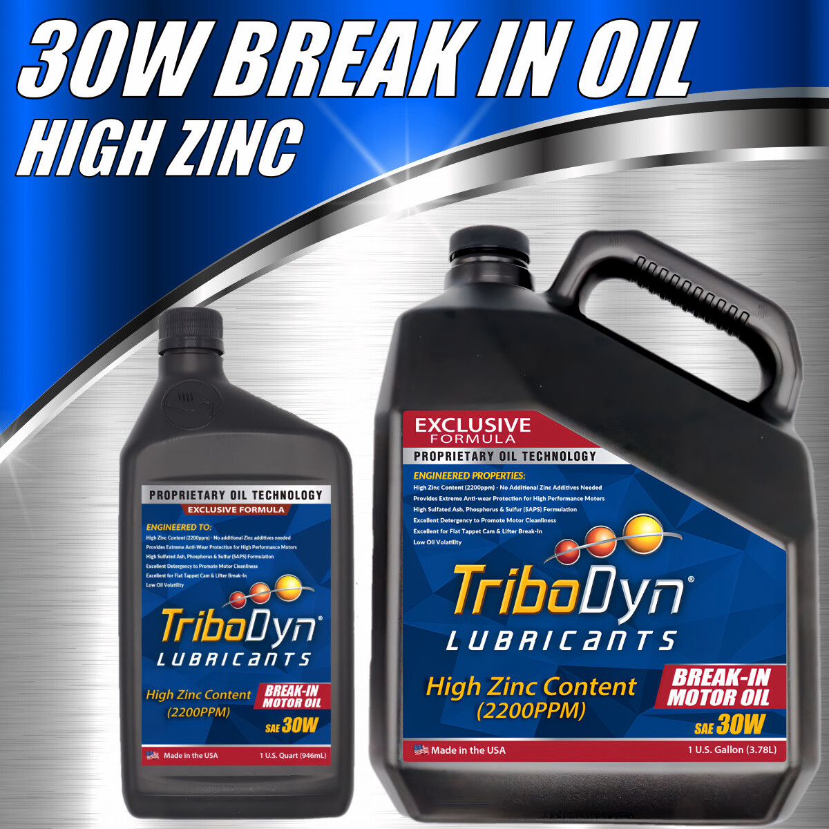 TriboDyn Lubricants SAE 30W High Zinc Engine Break In Motor Oil