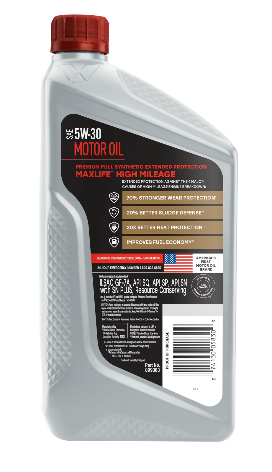 High Mileage 5W30 Full Synthetic Motor Oil Extended Protection, 1 Quart