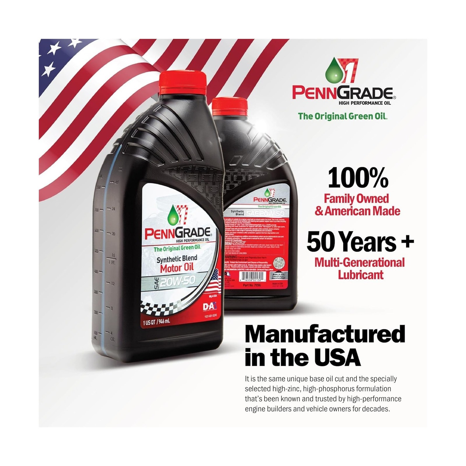 PENN GRADE 1, 71440, Synthetic Blend High Performance Oil SAE 10W-40, 5 Quart…
