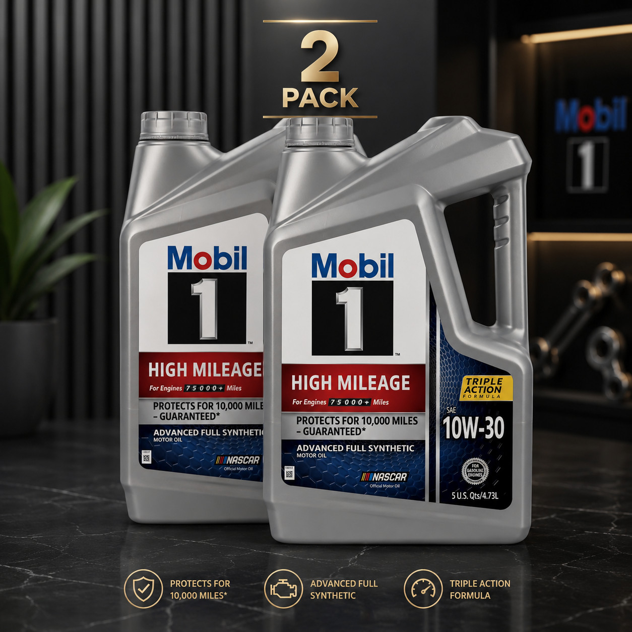2 PACK MOBIL 120770 HM 10W-30; Mobil 1; Full Synthetic; 5 Quart – FREESHIP