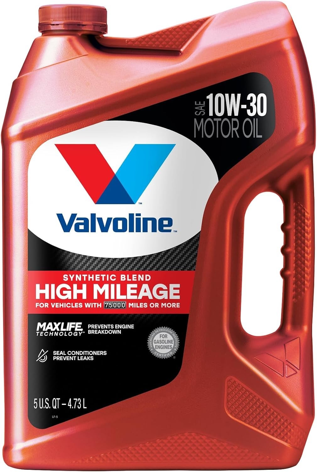High Mileage 10W-30 Synthetic Blend Motor Oil with MaxLife Technology, 5 Quart