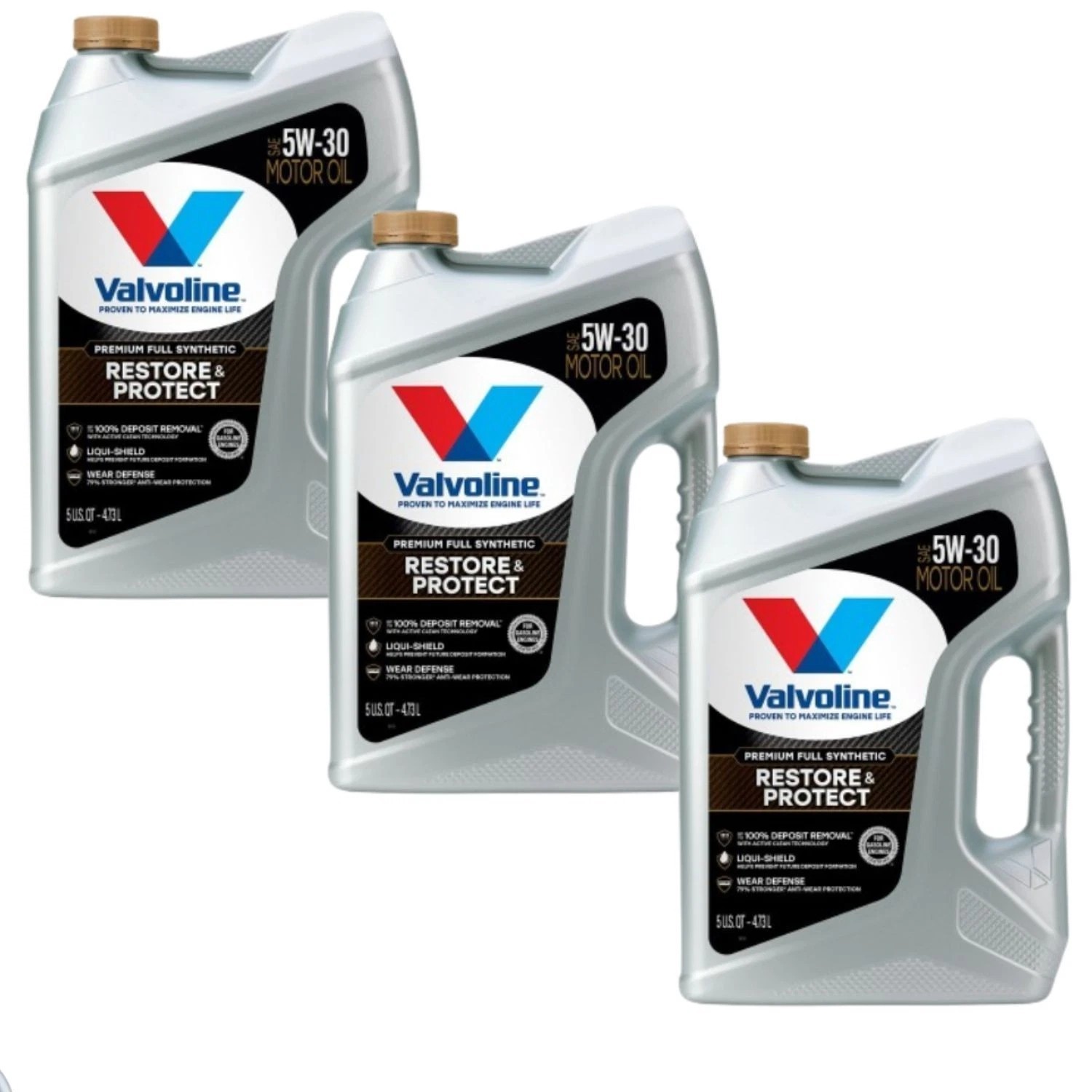 3 PACK -VALVOLINE 904566 Restore & Protect Full Synthetic SAE 5W-30 5 Quart
