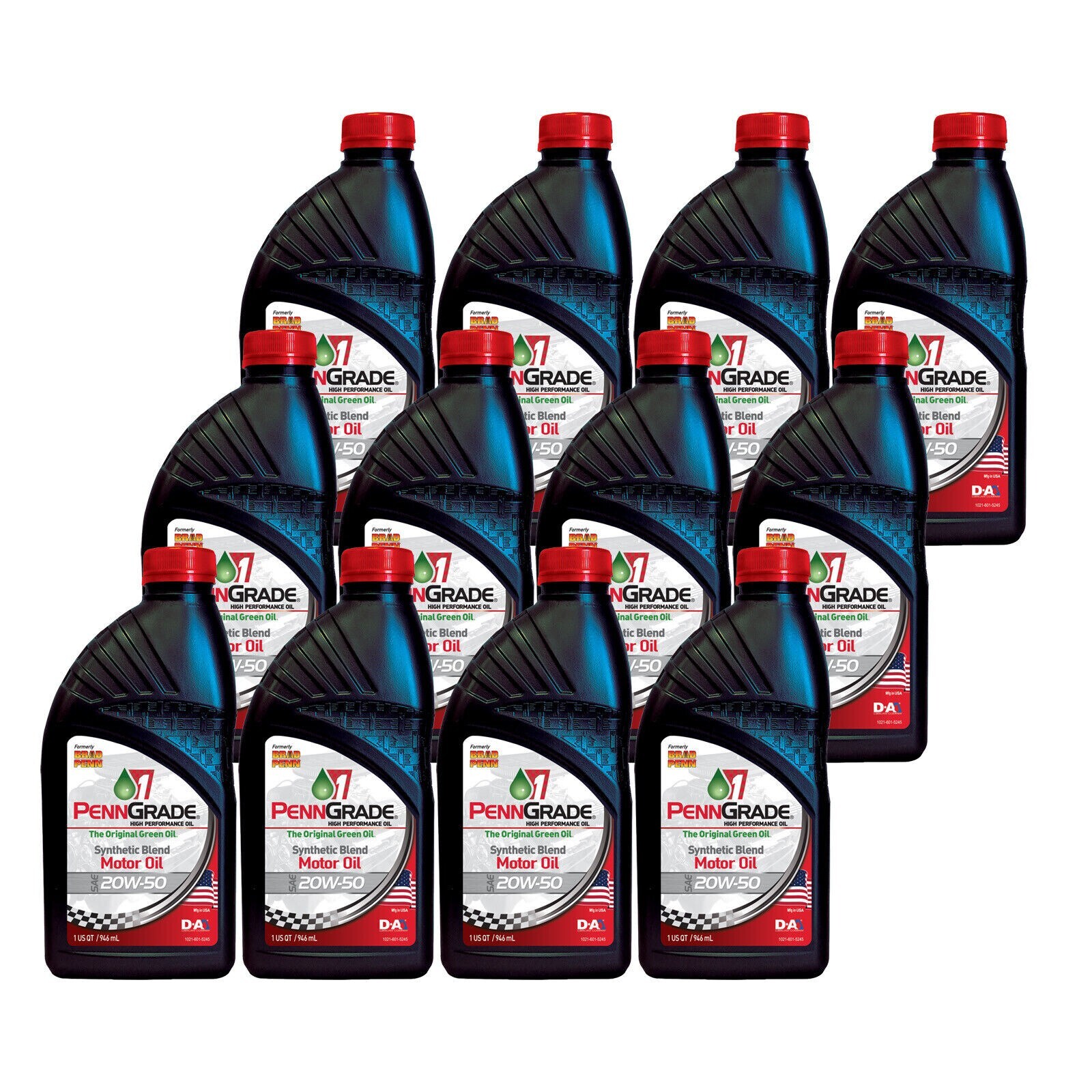 20w50 PennGrade Engine Oil Semi-Synthetic (12) Quarts Case HIGH ZINC Green Oil