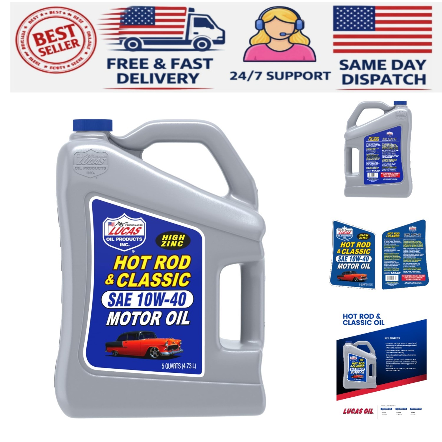 Hot Rod & Classic Car 10W-40 Motor Oil – 5 Quart, Rust and Corrosion Resistance