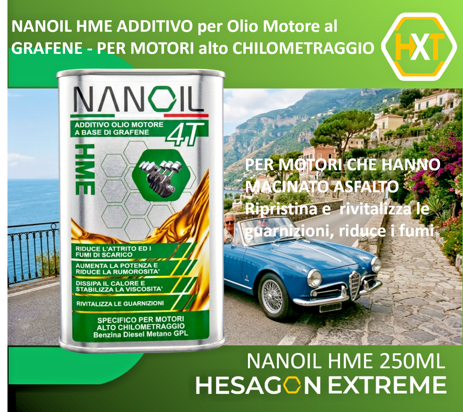 HME NANOIL OIL ADDITIVE WITH GRAPHENE – FOR HIGH MILEAGE ENGINES