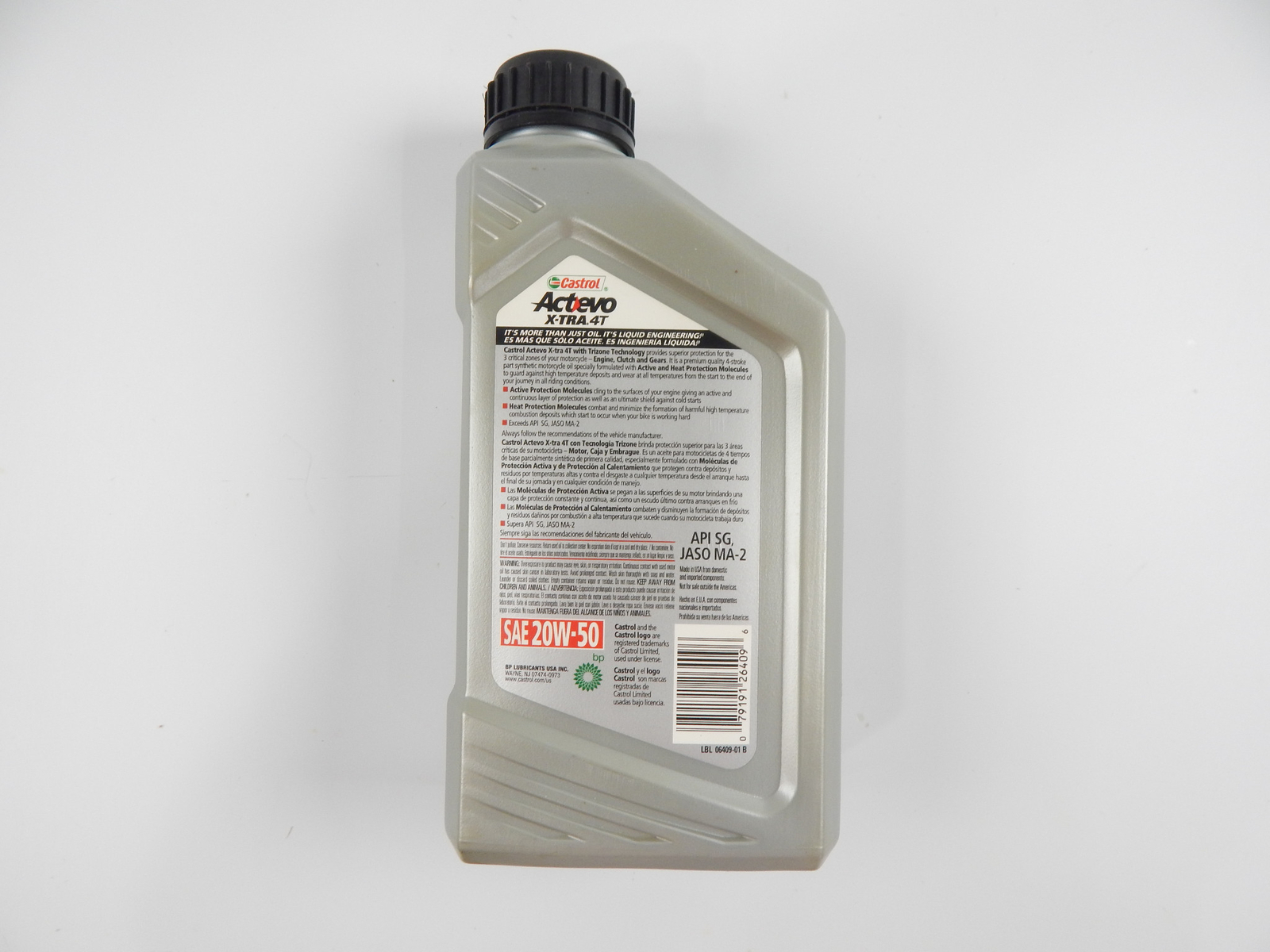 CASTROL ACTEVO X-TRA 4T SYNTHETIC MOTORCYCLE OIL SAE 20W-50 1 QUART (946ml)