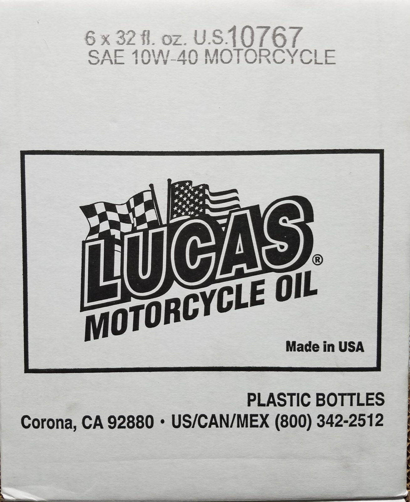 Lucas 10767 10W40 High Performance Motorcycle Oil; Case of 6 – 1 Quart Bottles
