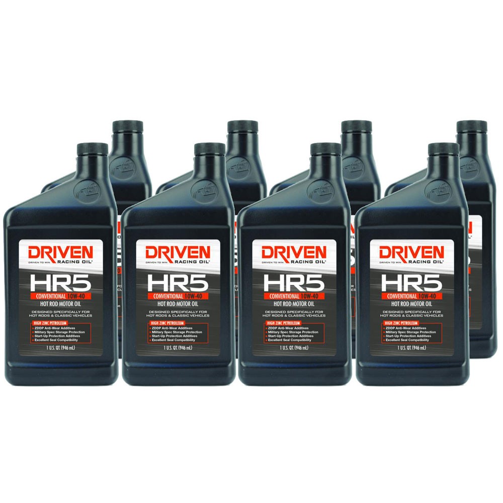 Driven Racing Oil 03806, HR5 Hot Rod Oil, Conventional 10W-40, 8 Quarts