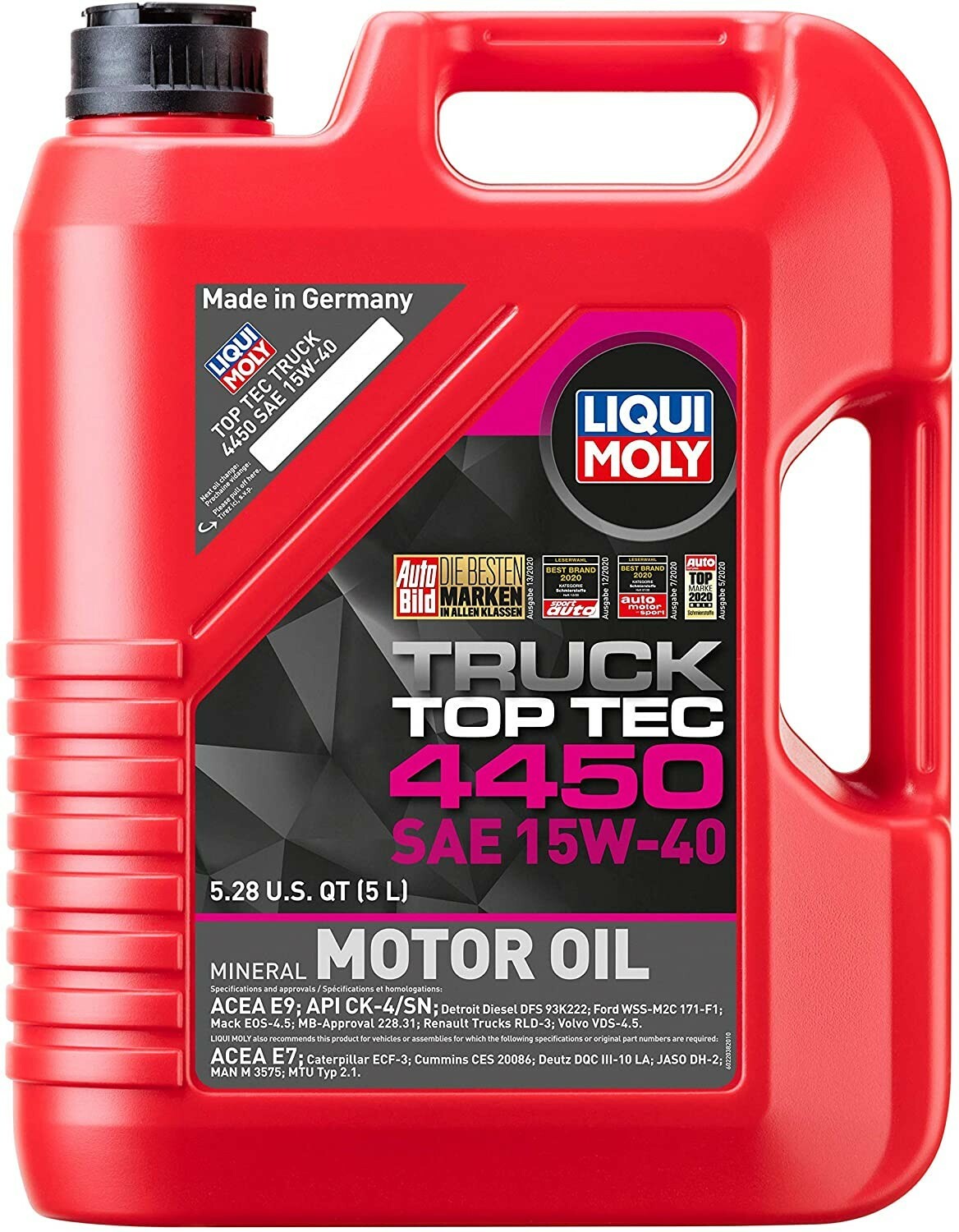 LIQUI MOLY TRUCK TOP TEC 4450 SAW 15W-40 MOTOR OIL 5 QUART