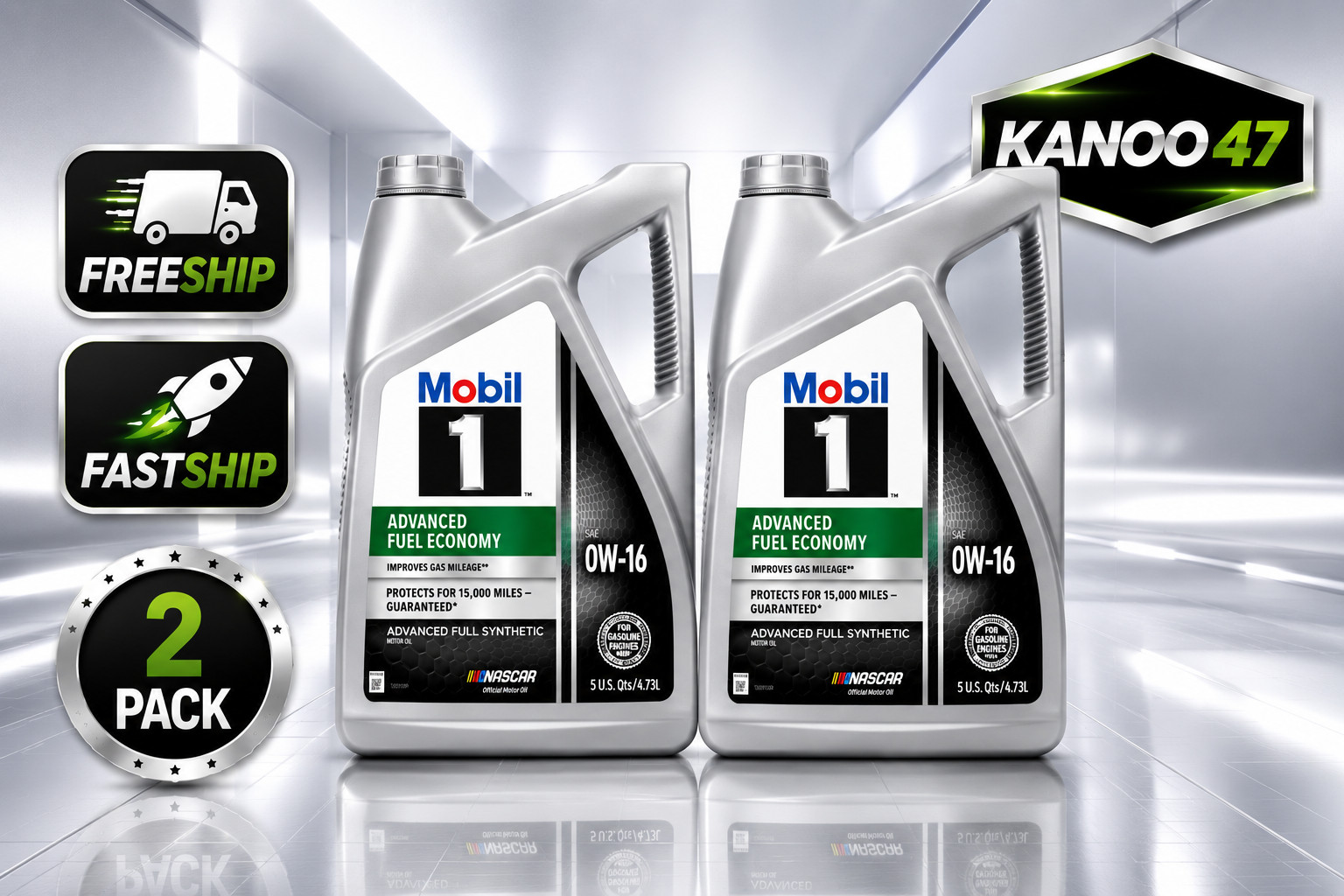 (2 pack) Mobil 1 Advanced Fuel Economy Full Synthetic 0W-16, 5 Quart,freeship