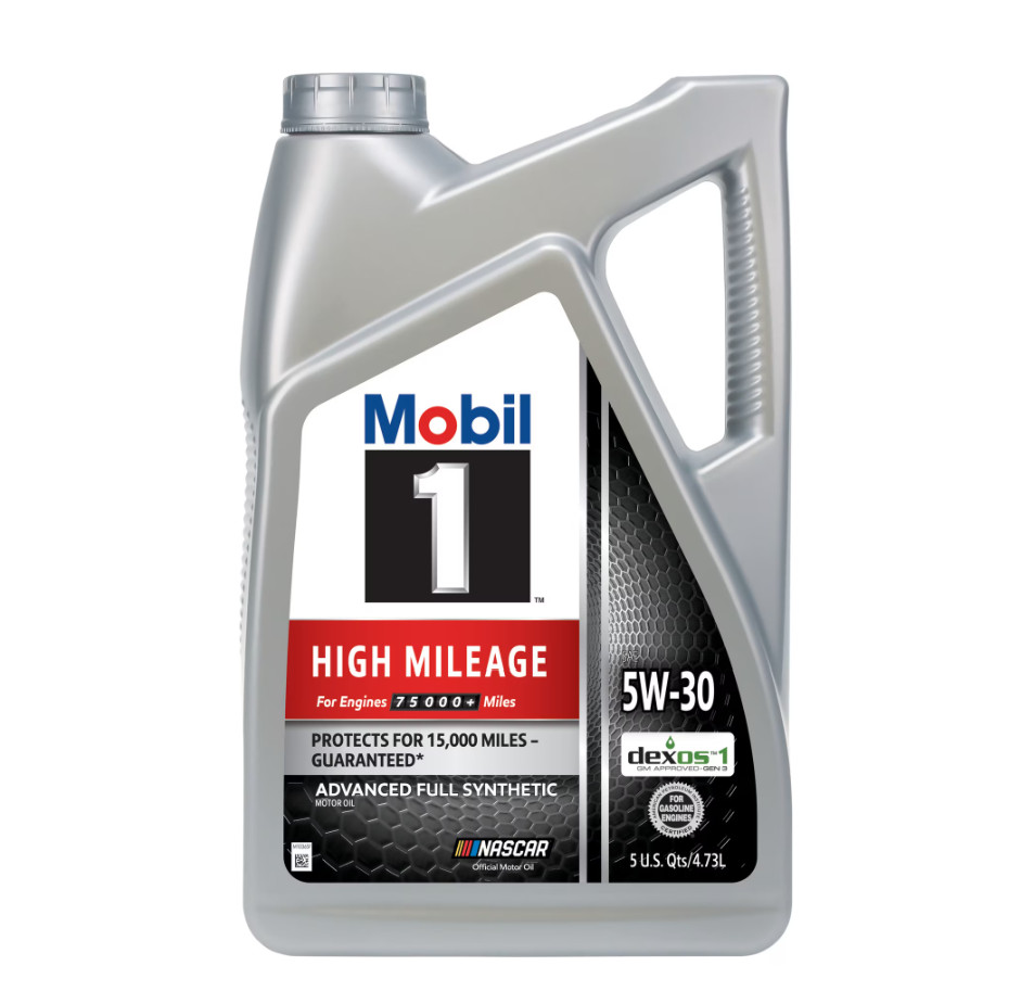 Mobil 1 High Mileage Full Synthetic Motor Oil 5W-30, 5 Quart