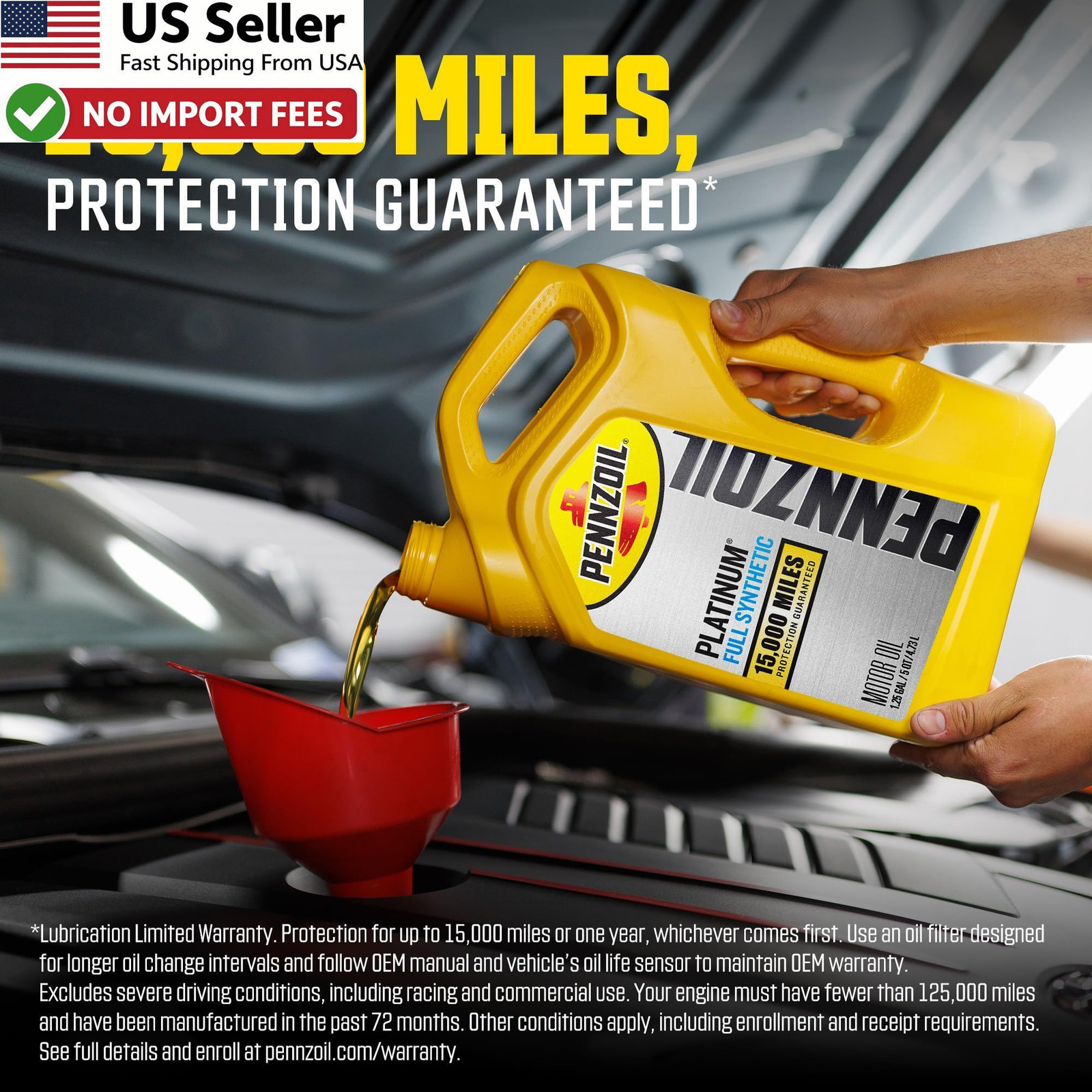 Pennzoil Platinum Full Synthetic 10W-30 Engine Motor Oil 1 Quart Case FROM USA