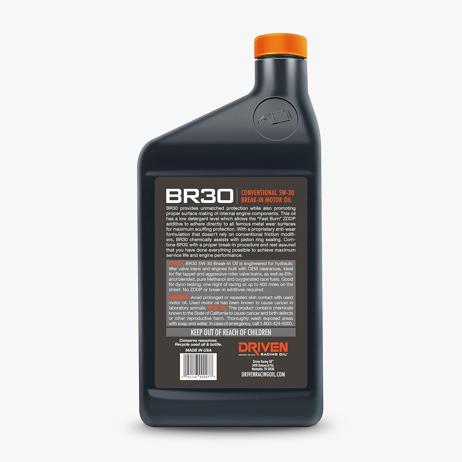 BR30 5W-30 Break-In Motor Oil 12 Qt High Zinc Formula for New Engine Dyno Racing