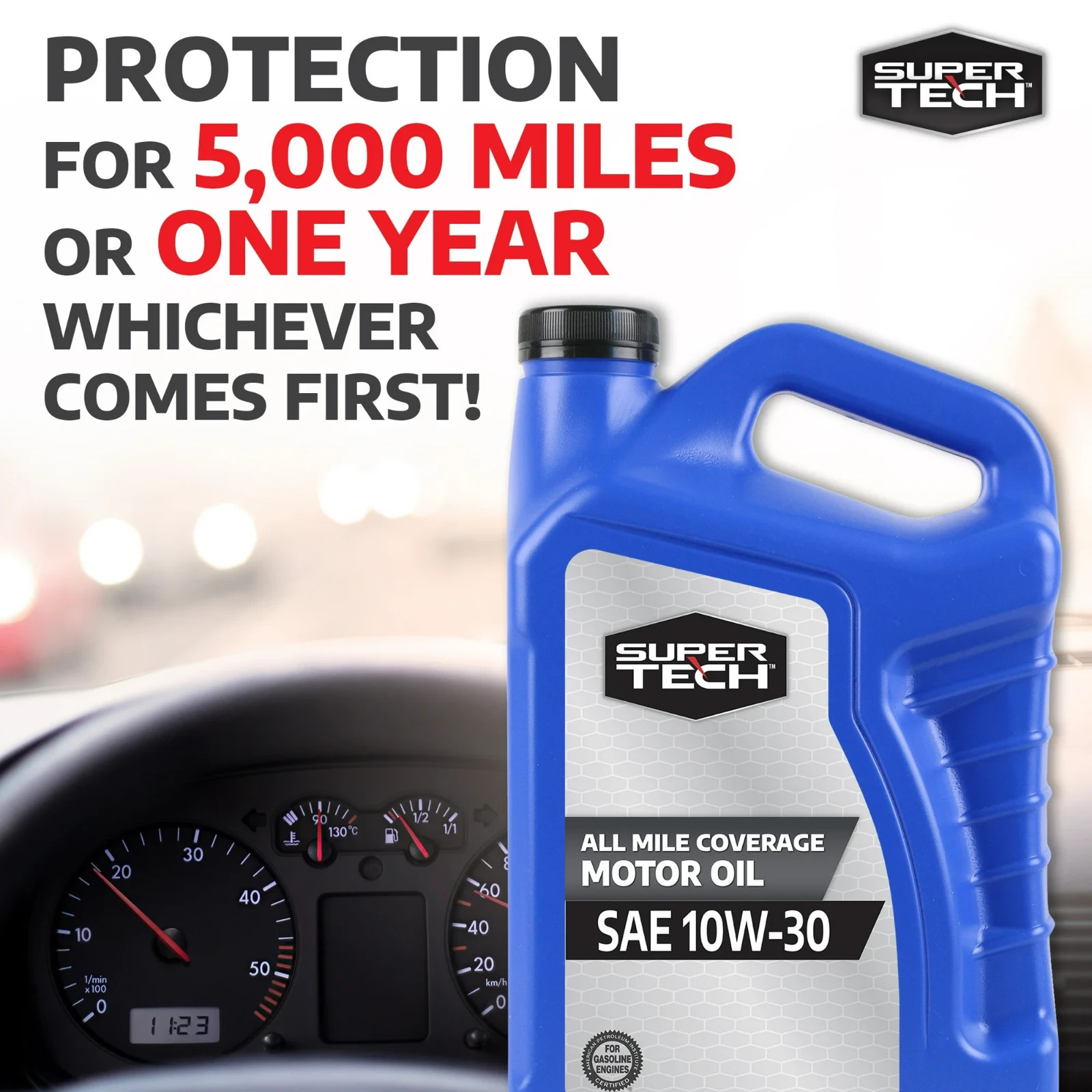 Super Tech All Mileage Synthetic Blend Motor Oil SAE 10W-30, 5 Quarts