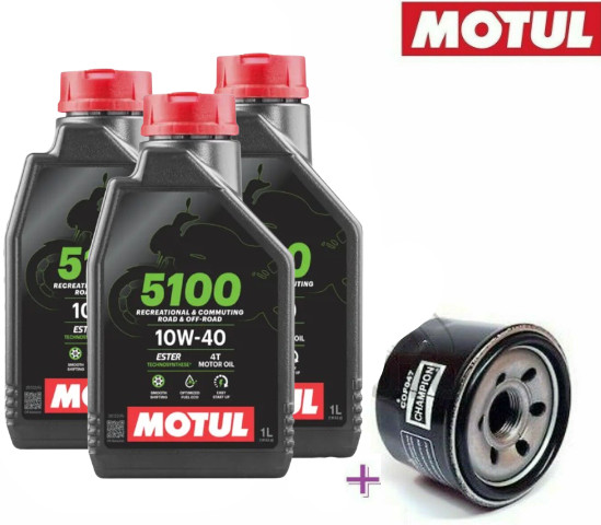 3 LITERS OIL MOTUL 5100 10W40 4T + OIL FILTER YAMAHA YZF R6 600 1999 2000 2001