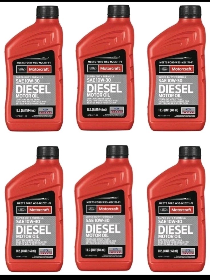 6x Quarts Genuine FORD Diesel Engine Motor Oil MOTORCRAFT Super Duty SAE 10W-30