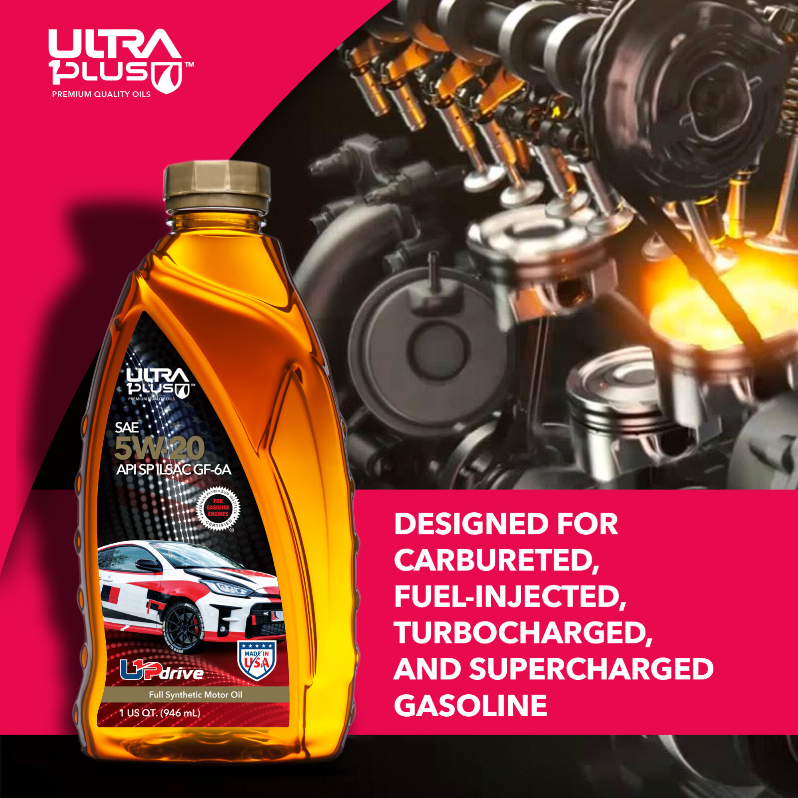 Ultra1Plus SAE 5W-20 Full Synthetic Motor Oil API SP ILSAC GF-6A (2 Gal – 8 QTS)