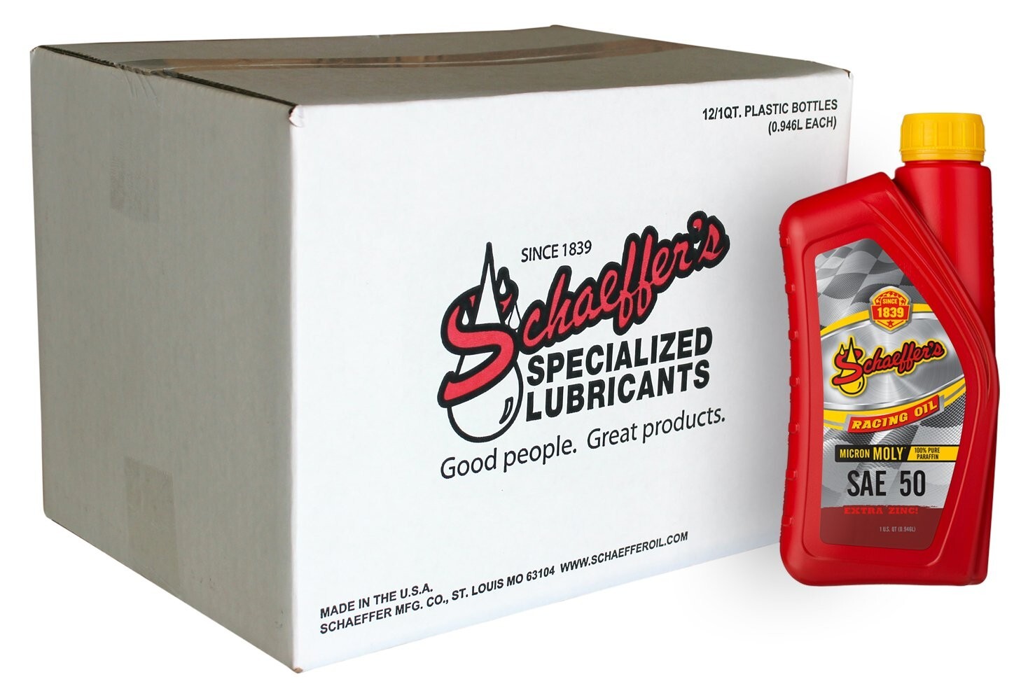 Schaeffer Manufacturing Co 011050 Micron Moly Racing Engine Oil SAE 50 – 12 PACK