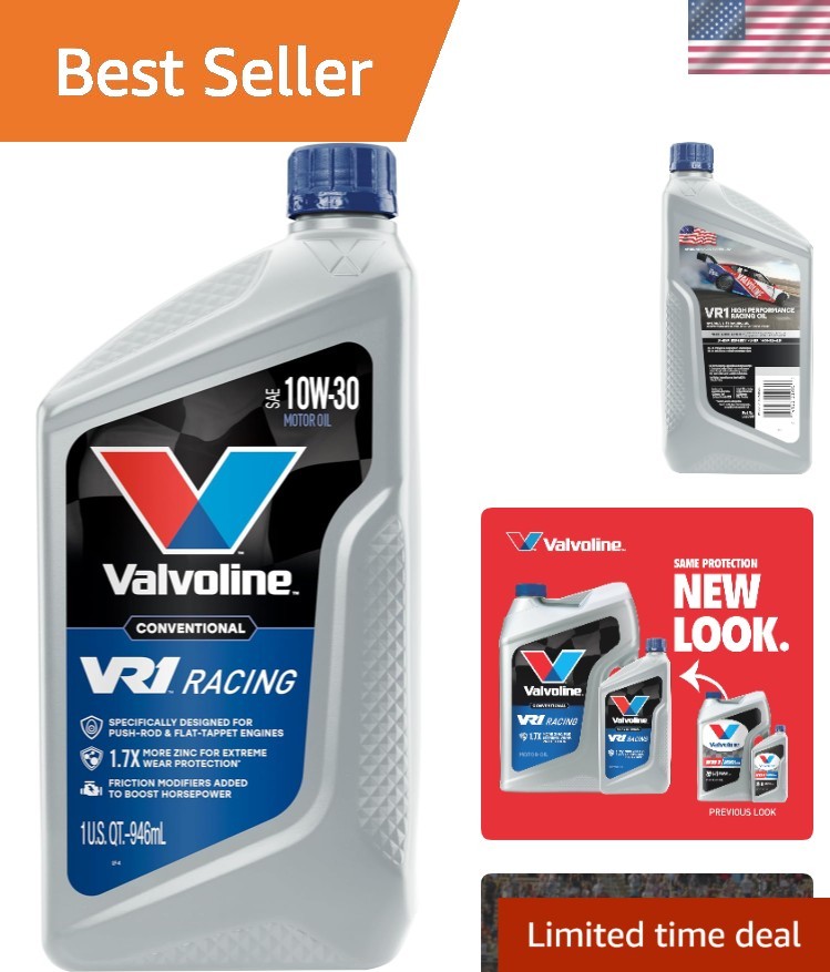 VR1 Conventional Racing Oil 1 QT – High Zinc SAE 10W-30 for Performance Cars
