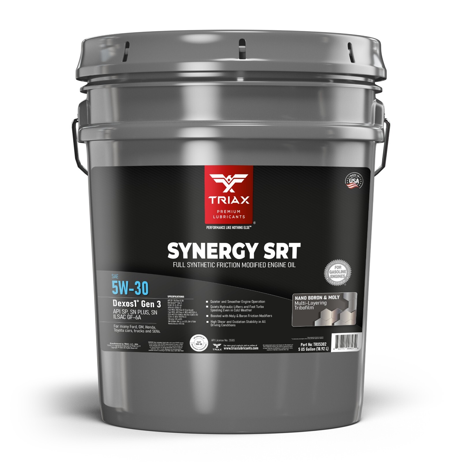 TRIAX Synergy SRT 5W-30 Full Synthetic PAO and Ester Engine Oil (5 Gallon Pail)