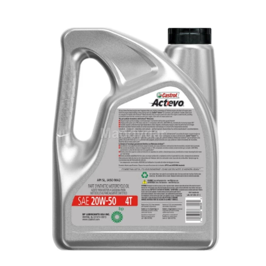 Castrol Actevo 4T 20W-50 Part Synthetic Motorcycle Oil, 1 Gallon