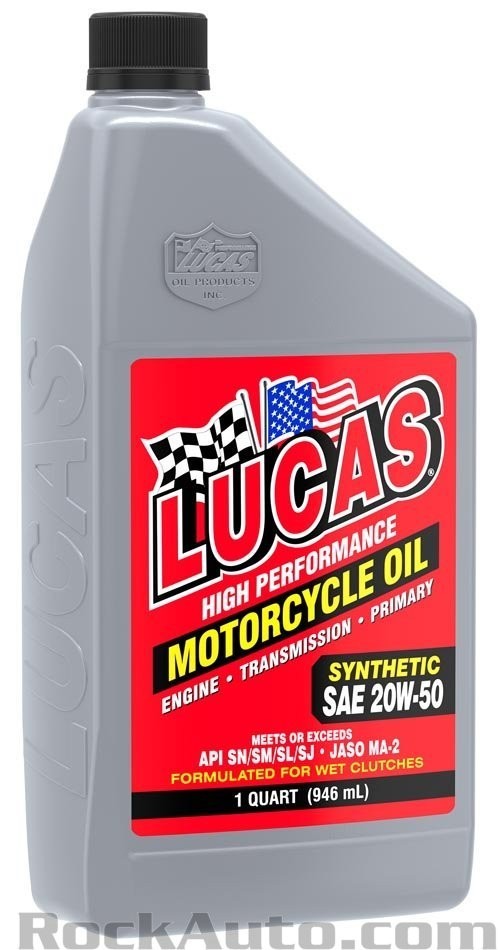 6 PACK-LUCAS OIL 10702 High Performance Synthetic Motorcycle Oil; 20W-50; 1 Qt