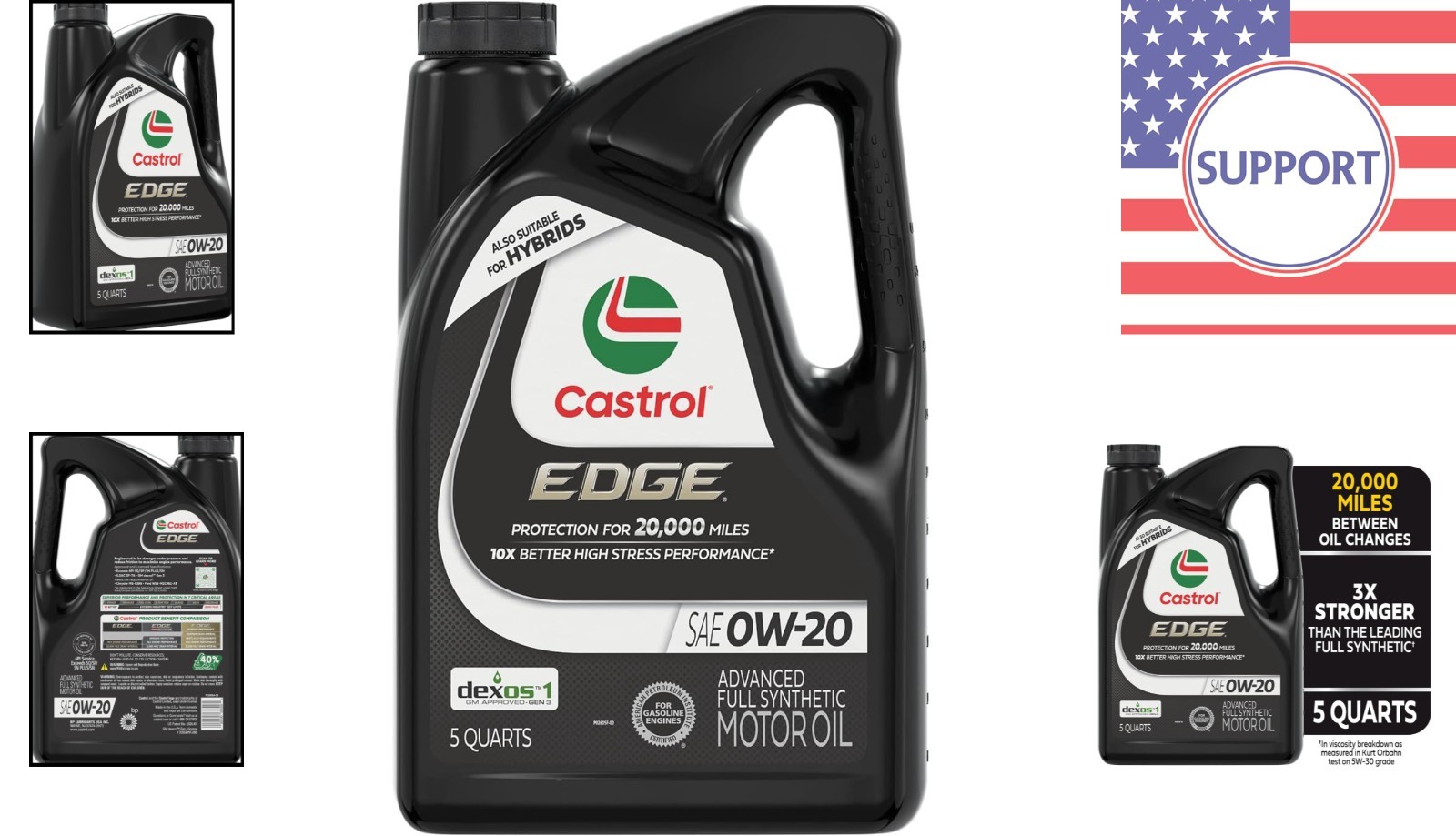 EDGE 0W-20 Advanced Full Synthetic Oil – 5 Quart Jug for Universal Fit Vehicles
