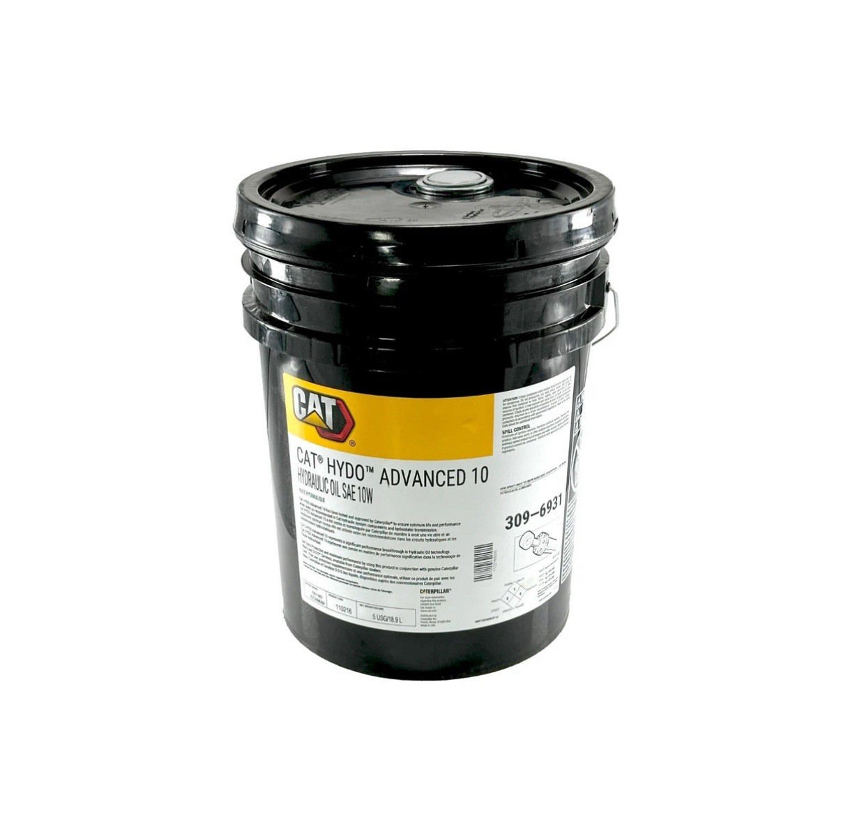 Cat OEM 309-6931 HYDO Advanced 10 Hydraulic Oil, SAE 10W | 5 Gallons