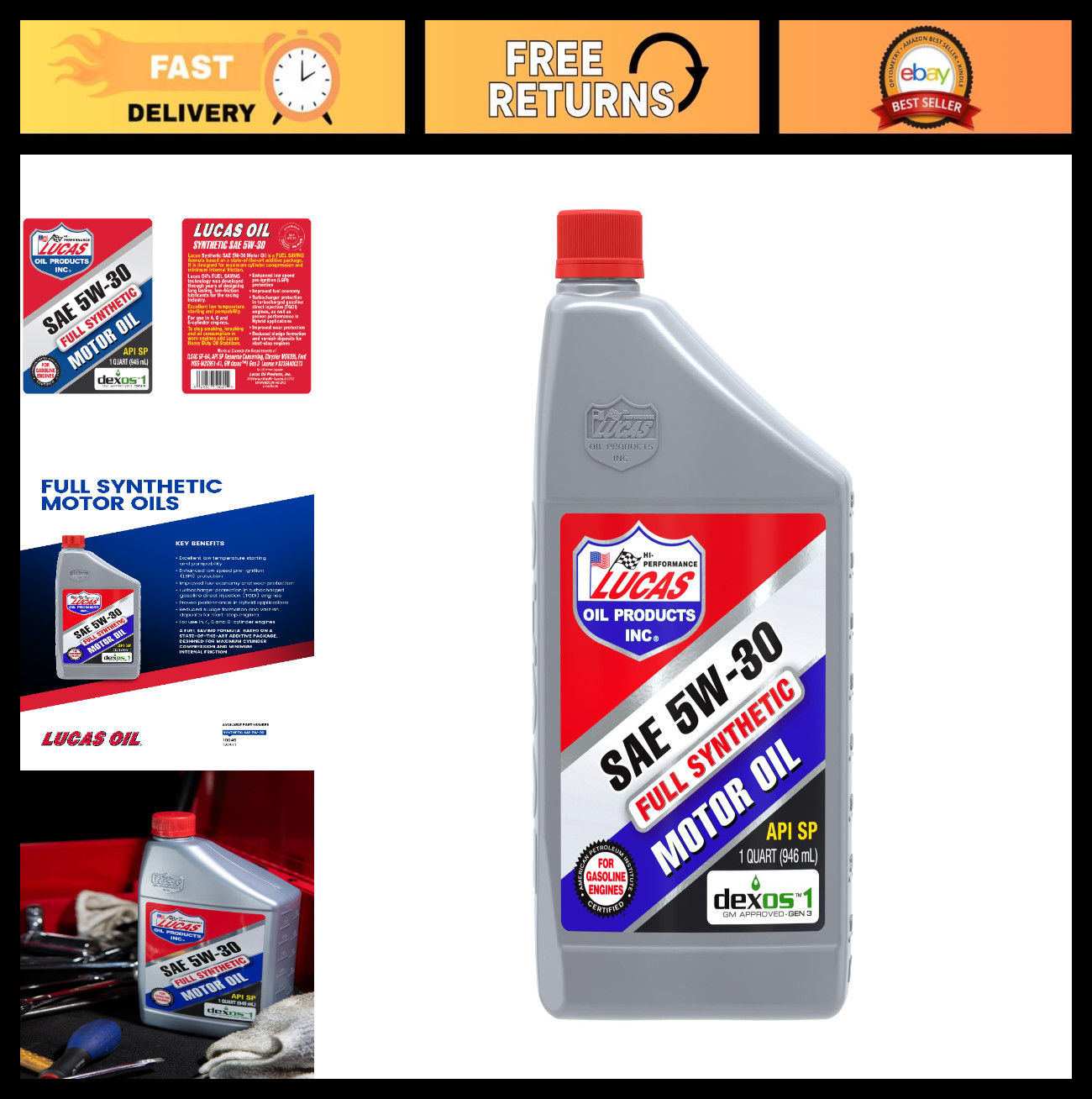 Full Synthetic 5W-30 Motor Oil – 1 Quart, High Performance Engine Oil, API Certi