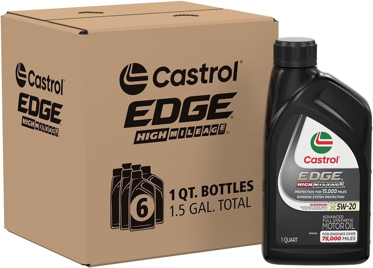EDGE High Mileage 5W-20 Advanced Full Syn Motor Oil, 1 Qt, 6 Pack