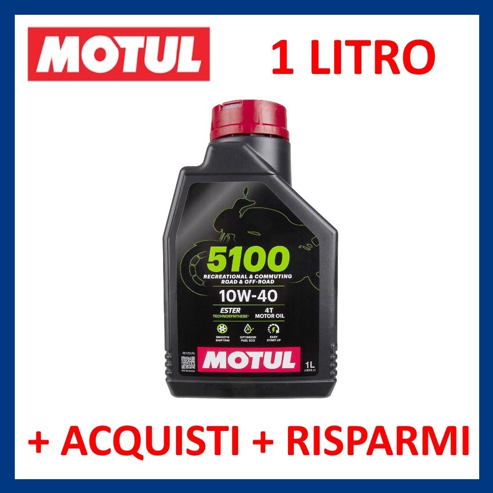 Motul 5100 SAE 10w40 Semi-Synthetic 1 Liter 4 Stroke Motorcycle Scooter Quad Engine Oil